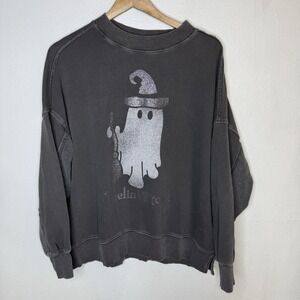 Aerie Gray Feelin Witchy Ghost Halloween Spooky Sweatshirt Cozy Womens Small